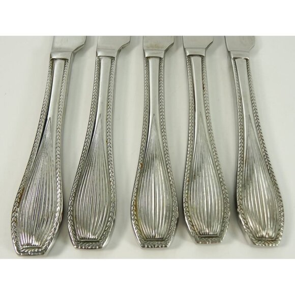 RL Ralph Lauren Bradley Stainless Dinner Knife Lot of 5 Knives Ribbed Curved - Picture 3 of 6